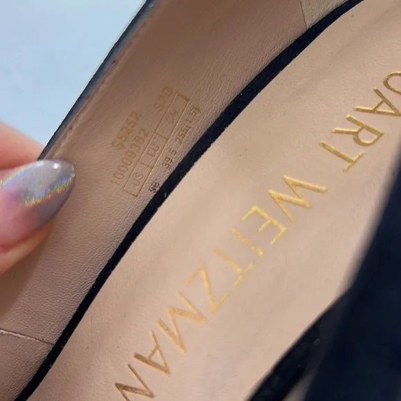 Stuart Weitzman Black Suede Heel Pumps Stilettos Point Anny Sz 9 - Picture 4 of 10